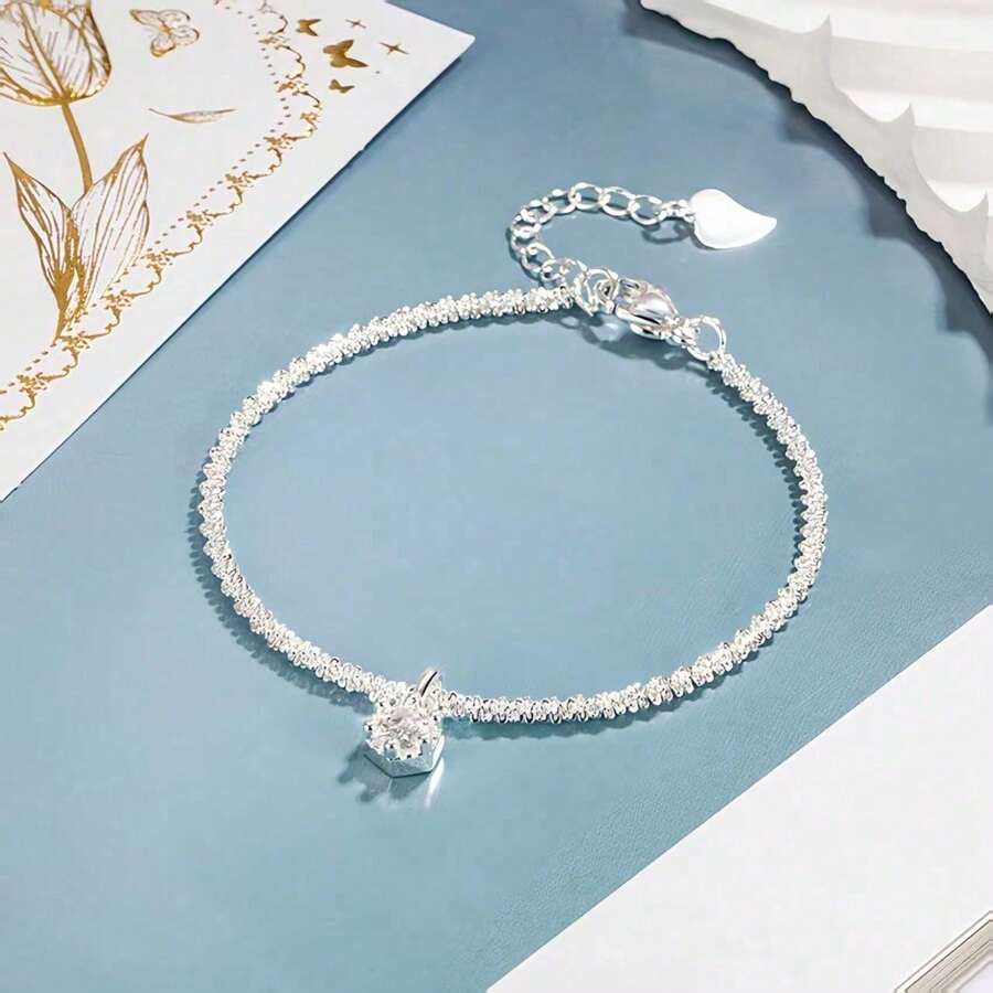 Vòng tay thời trang lấp lánh đính kim cương hình ngôi sao tinh tế bằng bạc Sterling mạ vàng Y2K dành cho nữ, thiết kế cổ điển Pháp độc đáo, quà tặng ý nghĩa.