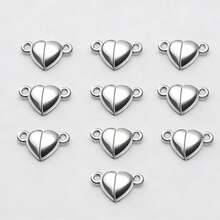10/20/30pcs Heart-Shaped Magnetic Clasps For DIY Jewelry Making, Necklace, Bracelet, Craft Decoration - Love - View 14