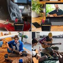 1 Peça Porta Palhetas de Guitarra - Caixa de Armazenamento de Palhetas em Formato de Guitarra Preta Comporta 5 Palhetas, Bolsa Elegante e Portátil para Palhetas, Organizador de Palhetas em Formato de Amplificador de Guitarra (Palhetas Não Incluídas), Porta Palhetas Portátil e Popular, Presente Ideal para Amantes de Música e Guitarristas, Perfeito para o Dia dos Namorados - Armazenamento de palhetas 3D - Visão 4