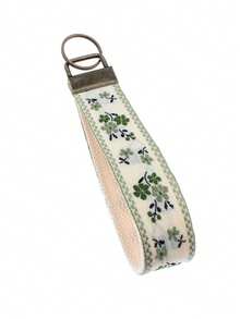 1个双面刺绣布艺钥匙扣，包包挂饰，双层缎带钥匙扣，编织挂绳钥匙扣配件，印花钥匙扣挂绳，女士汽车/包包挂绳，通用挂绳，适合作为礼物，也是一份很棒的母亲节礼物，手机挂饰 - 多色 - 查看 13