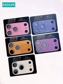 Koolife 1pc Glitter Lens Protector, Full Coverage High Definition Transparent Protection, Bubble-Free Application, Waterproof, Anti-Drop, Anti-Scratch, For IPhone 18 Pro/18 Pro Max/17/17 Pro/17 Pro Max - Purple - View 5