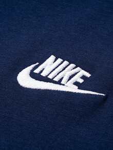 Camiseta casual para hombre Nike, nueva colección de verano 2026 con logo pequeño clásico, cuello redondo, manga corta, transpirable AR4999-410 - Azul Marino - Ver 4