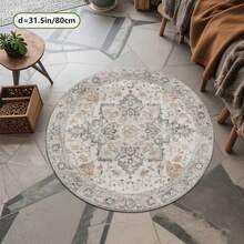 1 tấm thảm tròn kiểu Ba Tư độc đáo cho phòng khách, thảm sofa kiểu Thổ Nhĩ Kỳ, thảm trải bàn trà, thảm trang trí kiểu Trung Quốc nhiều kích cỡ, nhiều màu sắc, có thể giặt được, in họa tiết (Lưu ý màu viền thảm) - Nhiều màu - Xem 13
