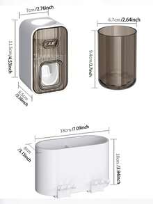 1pc Multi-Function Toothbrush Holder, Wall-Mounted Toothbrush Storage Rack With Rinse Cup, Space-Saving Bathroom Organizer For Toothbrush And Cup, Home Bathroom Decor, Back To School Season - White - View 8