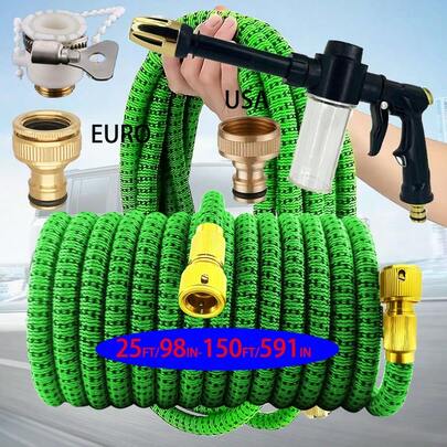 High Pressure Garden Hose, Retractable Car Wash Hose, Soft Water Pipe, Car Wash Water Gun, Nozzle, Garden Watering Hose, Lawn Sprinkler Hose, Cleaning Water Pipe