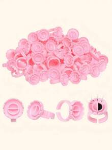 50/200/400个/瓶 心形睫毛胶环 - 含睫毛胶支架和扇形杯，专业睫毛嫁接用品 - 彩色 - 查看 8