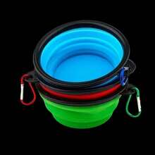 Foldable Portable Silicone Dog Feeding Bowl 2 In 1 Pet Food Dispenser, Outdoor Travel Dog Cat Hanging Bottle Food Water Container - 1L - View 7