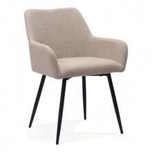 Classic Dining Chairs With Wide Seat, High Armrests & Metal Legs | 2-Piece Comfort Set - Khaki - View 1