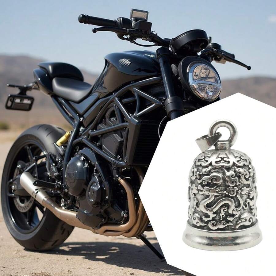 1pc Motorcycle Bell With Auspicious Cloud Design, Lucky Bell - Dragon Pattern Auspicious Clouds - View 1