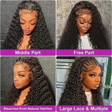 Uveous Afro Kinky Curly Wig HD Transparent Lace Frontal Wig Deep Part 13x6 Lace Front Wig Human Hair 250 Density Remy Brazilian Human Hair Pre Plucked With Baby Hair Natural Color  Halloween Season - Tóc giả màu tự nhiên - Xem 7