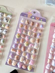 可爱3D毛绒动物贴纸——萌萌的考拉、熊猫和熊毛绒贴纸，适用于日记、剪贴簿和DIY手工制作 - 彩色 - 查看 15