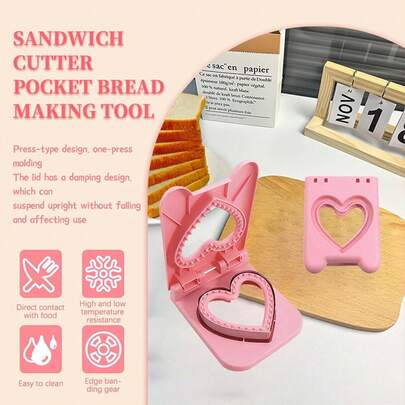 Sandwich Schneider- und Versiegelungsset, Herzförmiger Sandwich-Maker mit Versiegelungsrand für selbstgemachte Sandwich-Snacks, Lunchbox, Bento-Box
