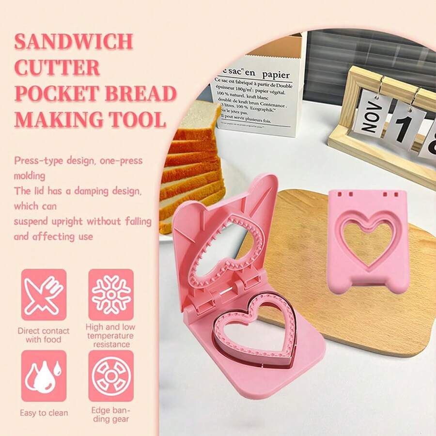 Sandwich Cutter And Sealer Set,Heart-Shaped Sandwich Maker With Seal Edge For Homemade Sandwich Snacks Lunchbox Bento Box - Multicolor - View 1