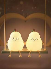 1个LED彩色夜灯,梨形夜灯,硅胶婴儿房灯,三档可调光触摸床头灯,触摸台灯,定时床头灯,柔软硅胶灯,生日礼物,房间装饰,卧室装饰 - 彩色 - 查看 4