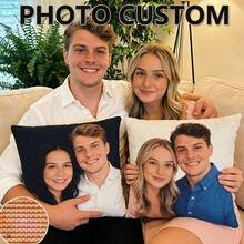 1PC 45X45 Customized Photo Cross Stitch Pillow Kit, Printed Canvas, With Pillow Core, Suitable For Occasions Such As Mother's Day/Father's Day/Thanksgiving/Teacher's Day, Creating Your Own Personalized Photo Pillowcase. The Ideal Gift For Family, Friends, And Oneself. Washable, Lightweight And Breathable - Multicolor - View 1