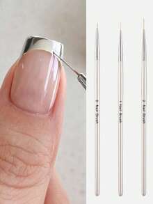 3支条纹美甲笔，适用于长线条细节精细设计UV凝胶彩绘亚克力美甲勾线笔 - 彩色 - 查看 1