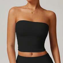 Nouveau top tube sans bretelles, sexy, dos nu, soutien-gorge de sport pour femmes, résistant aux chocs et à séchage rapide, idéal pour le fitness et le yoga. - Noir avancé - Voir 4