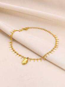 1Pc Boho Style Conch / Shell Anklets For Women, Dainty Fringe Chain With Conch / Shell Pendant Anklet Bracelet, 18K Gold Plated Stainless Steel Anklet Bracelet, Summer Beach Vacation Jewelry For Daily Wear, Foot Jewelry, Summer Party Fashion Accessories - Multicolor - View 9