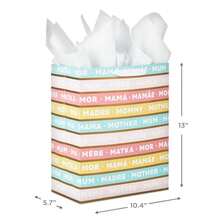 Hallmark - Bolsa de regalo para el día de la madre 33 cm papel de seda diseño de rayas florales pastel con detalles dorados para mamá abuela Nana Nueva madre-108 - Multicolor - Ver 5