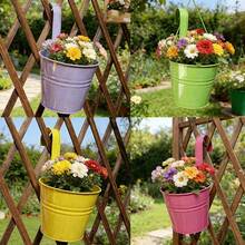 1/5/10 pezzi Vaso a forma di secchio in metallo - Vaso da parete vintage per balcone con manico, decorazione da giardino, adatto per uso interno ed esterno - B - Visualizzare 2
