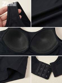 Zimi Collection Plus Size High Support Sports Bra, Black With Molded Cups, Adjustable U-Back, Suitable For Outdoor, Running, Training - Black - View 9