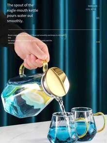 1pc Thick Glass Teapot, Kung Fu Teapot With Hammer Pattern, Heat-Resistant Teapot Suitable For Office, Tea Brewing, Boiling Water. Convenient For Home, Hotel, Camping And Travel, A Very Practical Product. - Multicolor - View 6