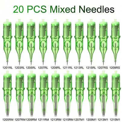 T-REX 20/40/80/100pcs Mixed Tattoo Needle Cartridges Rl/Rm/Rs/M1 Model Disposable Professional Sterilized Safety Round Liner For Cartridge Machines Grips