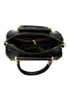 Women's Handbag, Shoulder Bag, Woven Embossed Solid Color PU Leather, Minimalist, Lightweight, Versatile - Black - View 9
