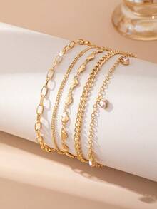 Bộ 5 chiếc vòng chân thời trang mùa hè phong cách Bohemian dành cho nữ, thích hợp đi biển. - Nhiều màu - Xem 3