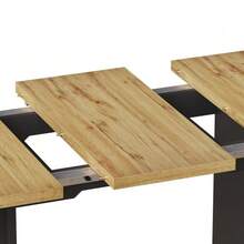 Telescopic Dining Table (120-160 X 80 Cm), Table With Shelves, Extendable Kitchen Table, Extends From 120 To 160 Cm Thanks To Internal Extensions, For Kitchen And Living Room, Wood Finish - Khaki - View 5