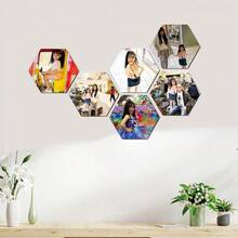8-Inch Customized Photo Hexagon Wood Plaque, Personalized Photo Wall Art Collage, Gift For Family And Friends - Multicolor - View 3