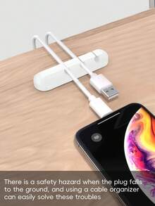 白色手机数据线充电整理器，3孔/5孔/7孔集线器扣，床头桌面车载自粘式鼠标线耳机线绕线器固定扣 - 彩色 - 查看 2