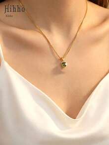 Hihho 1pc Vintage Luxury Sugar Cube Necklace, Featuring Delicate Box Chain And Multi-Color Square Gemstones With Lace Edging Craftsmanship. Versatile For Casual, Retro, Commute, And Sweet Styles, Suitable For T-Shirts To Cocktail Dresses, Fits Daily, Dating, And Party Occasions, Satisfying Various Outfit And Gift Needs. - Rainbow Sugar Cubes - View 8