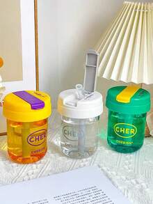 1pc 300ml/10oz Plastic Cup With Straw, Portable Women's Water Cup, Summer - Multicolor - View 9