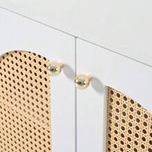 Modern Sideboard In Minimalist Style 4-Rattantür, Metallgriff Einfaches Buffetschrank Für Esszimmer, Wohnzimmer, Küche (Weiß) - White - View 9