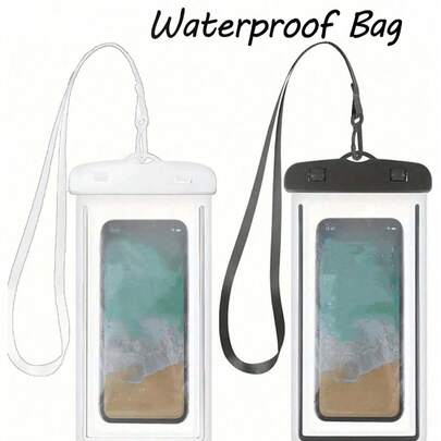 1/2 chiếc túi đựng điện thoại chống nước trong suốt, kiểu dáng đơn giản, chất liệu nhựa dày dặn, chất lượng cao, chống nước tốt, màn hình cảm ứng nhạy, nhẹ và tiện dụng cho lặn biển, bơi lội, bãi biển, du thuyền, tiệc bể bơi, du lịch ngoài trời mùa hè, phụ kiện cần thiết, vỏ điện thoại chống nước hoàn hảo cho hầu hết các điện thoại di động.