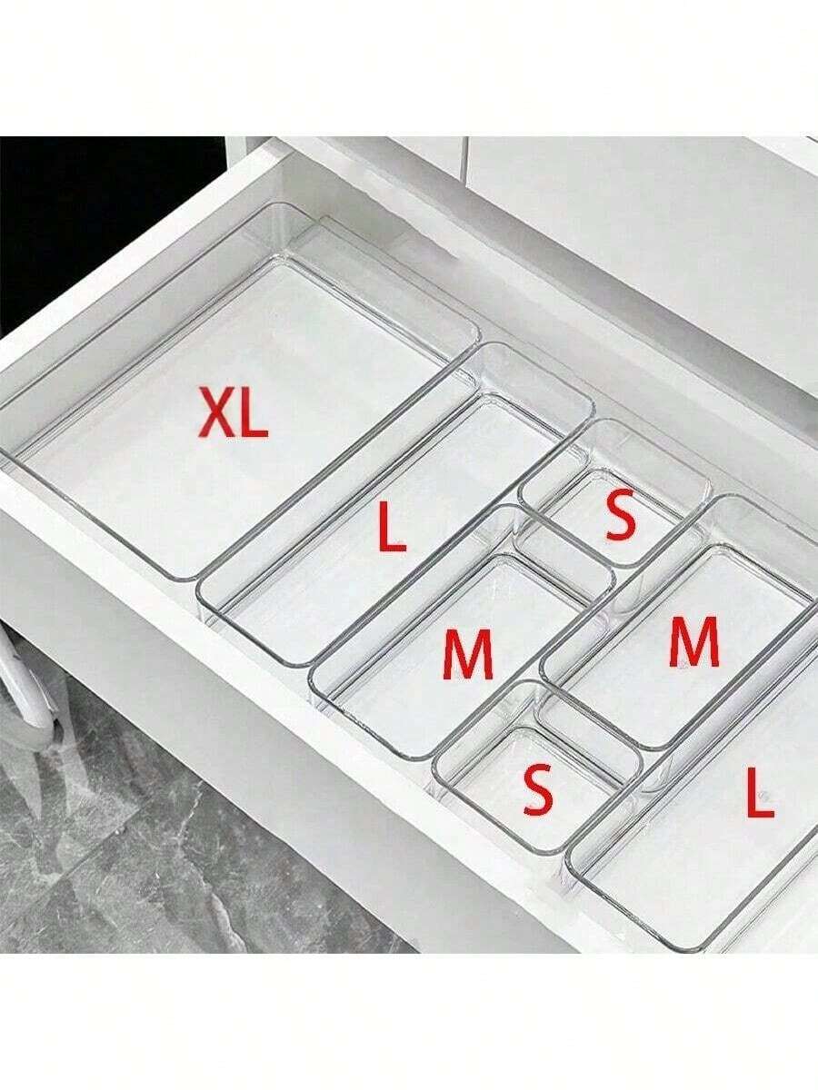 8pcs Transparent Display Trays, Cosmetics & Jewelry Display Tray, Home Desktop Aromatherapy & Key Storage Organizer Tray