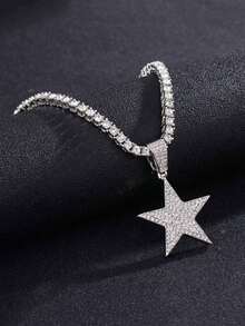 For Women Men Punk Hip Hop Style Rock Party Full Rhinestone Gorgeous Star Charm Necklace Alloy Material For Party - Multicolor - View 2
