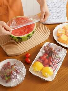400个透明食品保鲜膜，食品防尘罩，厨房食品罩，塑料袋，食品储存袋，白色食品罩，塑料包装膜，PE保鲜膜袋，厨房收纳，家用塑料包装，用于覆盖盘子和碗的袋子 - 彩色 - 查看 2