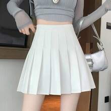 Preppy Style Women Pleated Skirt High Waist A-Line Skirt School Girl Skirt JK Uniform Skirt Skater Skirt Black Plus Size - màu đen - Xem 5