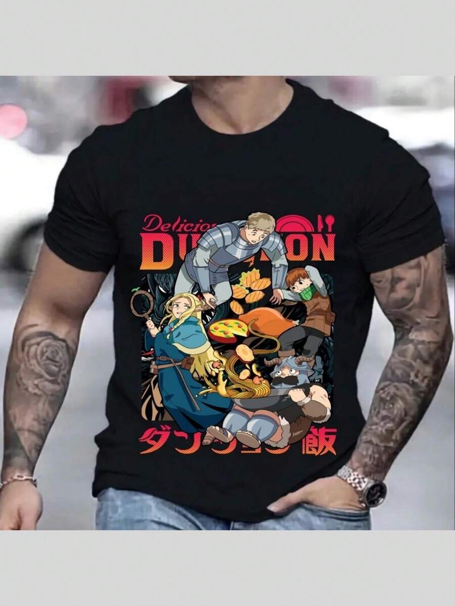 Laios Touden Dungeon Meshi T-Shirt Delicious Anime Lovers Shirt, Graphic Anime Tee, Manga Shirt,Anime Vintage Special Unisex T-Shirt Sweatshirt - 黑色 - 查看 1