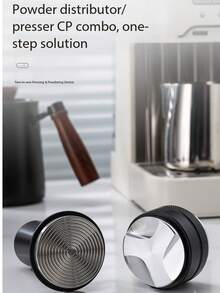Prensador de café con embudo dosificador, set de prensador de café ajustable de acero inoxidable y aleación de aluminio con escala de medición - Negro - Ver 5