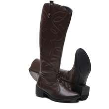 Women's Off-White Knee-High Boots, Rodeo Style, Boots With Embroidery, Casual Style - Café integral - Ver 7