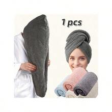Microfiber Hair Towel Extra Large Wrap Quick Dry Hair Towel Wrap With Elastic Band , Ultra Absorbent Soft Hair Towel Wrap Turban - Blue - View 2