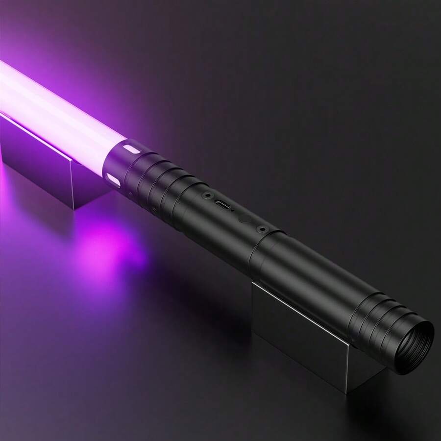 MAMXUAN Đồ chơi trẻ em (1/2 chiếc), tay cầm hợp kim nhôm, 20 chế độ đèn RGB, 3 hiệu ứng âm thanh, lưỡi dao kép có thể tháo rời, trải nghiệm xem phim sống động, đạo cụ hóa trang Halloween, Giáng sinh, Phục sinh, quà sinh nhật, đồ chơi cho bé trai. - màu đen - Xem 1