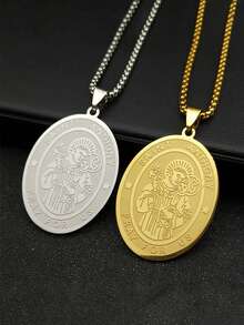 Jesus St. Saint Anthony Pray Us Pendant Necklace For Women Men Stainless Steel Gold Color Religion Medallion Chain Jewelry - Necklace - View 9