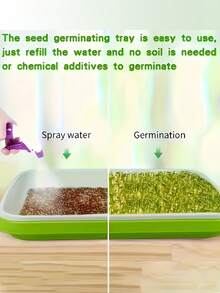 Sprouting Seed Sprouting Kit With Sprouting Tray And Base - Compact Sprouting System For Peas, Beans, Wheat, Pet Grass - Green Sprouting Cultivator With Drainage Holes (Seeds Not Included) - Multicolor - View 7