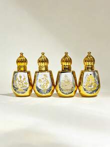 Botella de perfume de vidrio con lámina de oro de 12ml, botella de bola recargable a prueba de fugas con estampado en caliente, dispensador de bola de acero inoxidable premium suave, portátil para viajes y uso diario, amigable para bolsos y mochilas, contenedor de aceite tónico, muestra de aromaterapia elegante, decoración del hogar, favor de boda, regalo exquisito para amantes del perfume de mujeres - Dorado - Ver 4