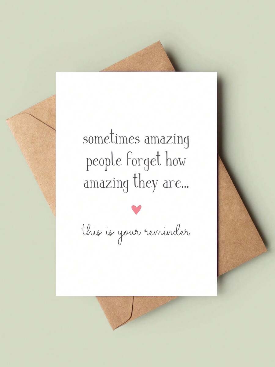 1 pieza Tarjeta de felicitación minimalista inspiradora con sobre, tarjeta de afirmaciones positivas y aliento para cumpleaños, día de la amistad, felicitaciones y buena suerte - multicolor - Ver 1