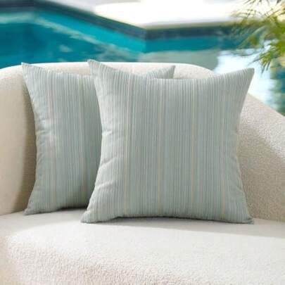 VAKADO - Juego de 2 fundas de almohada impermeables para exteriores de 18 x 18 pulgadas decoración para muebles de patio exterior decoración para jardín banco porche sofá tienda silla a rayas